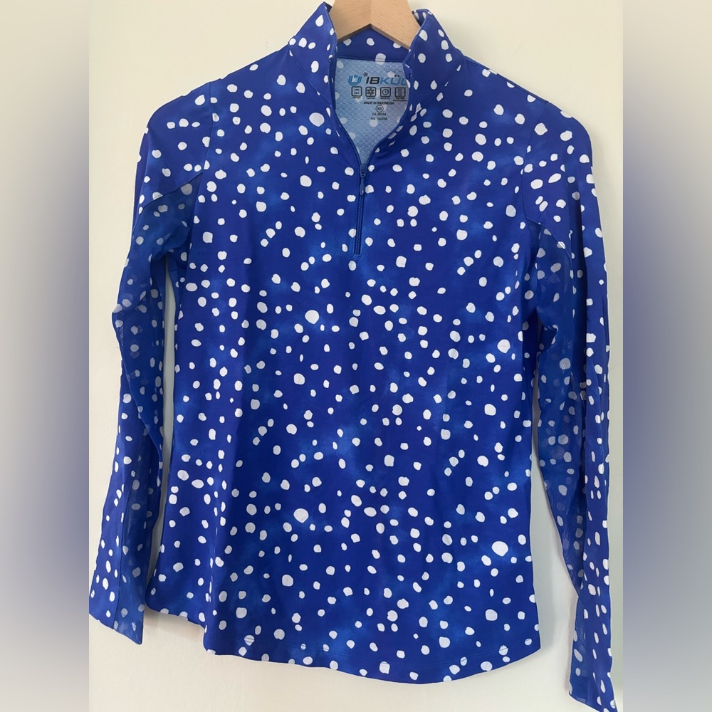 IBKUL Blue Polka Dot Zip-Front UPF 50